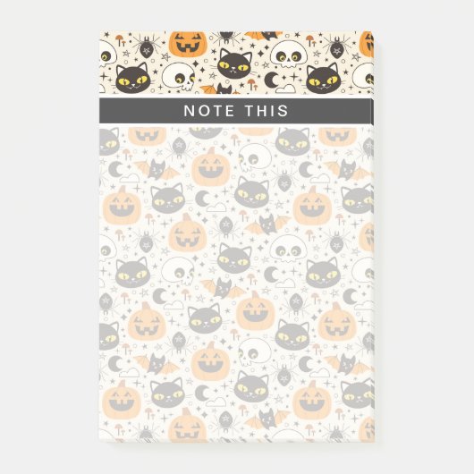 Cute Retro Halloween Patroon Post-it® Notes (Voorkant)