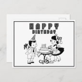 Cute  Retro Happy Birthday Briefkaart (Voorkant / Achterkant)