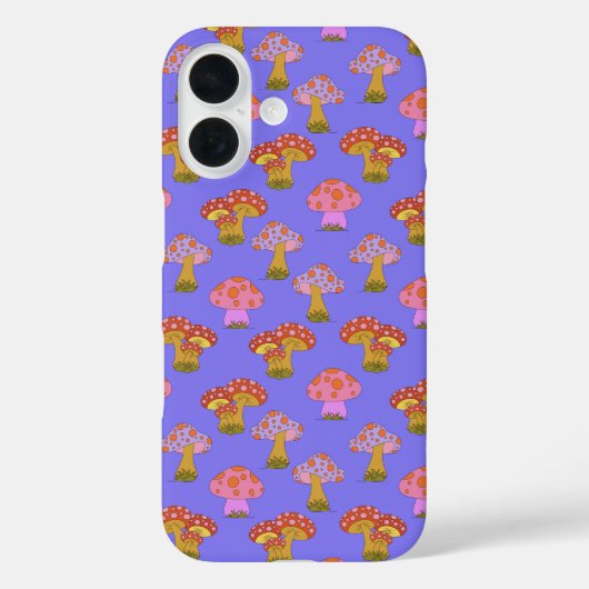 Cute Retro Hippie-paddenstoelpatroon in Paars Case-Mate iPhone Case (Achterkant)