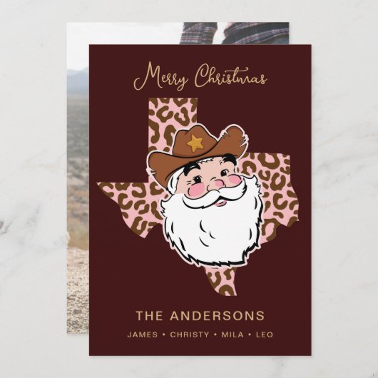 Cute Retro Howdy Santa Cowboy Texas kerst Invi Kaart (Voorkant / Achterkant)