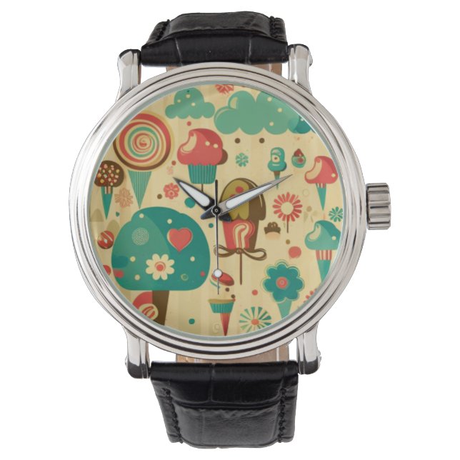 Cute retro  ijscrèmes horloge (Voorkant)
