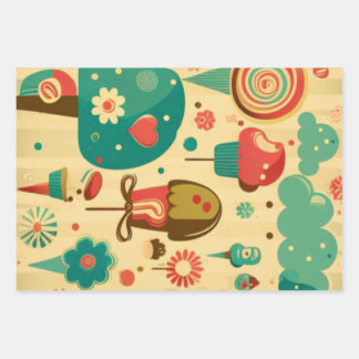 Cute retro ijscrèmes inpakpapier vel