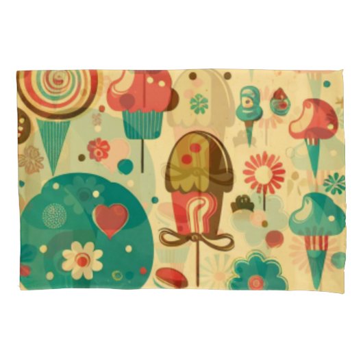 Cute retro ijscrèmes kussensloop (Voorkant)