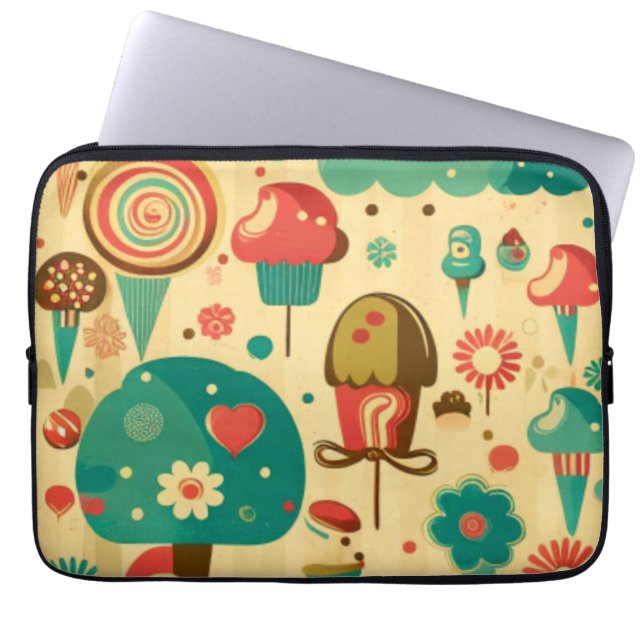 Cute retro  ijscrèmes laptop sleeve (Voorkant)