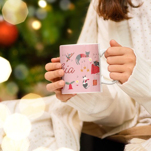 Cute retro katroze kerstpatronen mok