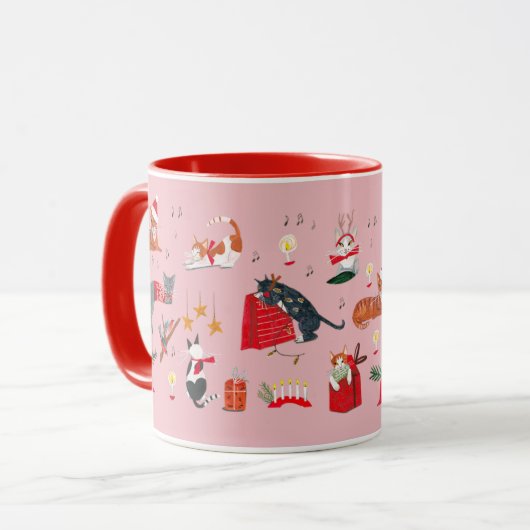Cute retro katroze kerstpatroon Mok (Voorkant links)