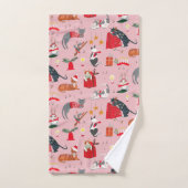 Cute retro-kattenpatroon kerst bad handdoek (Handdoek)