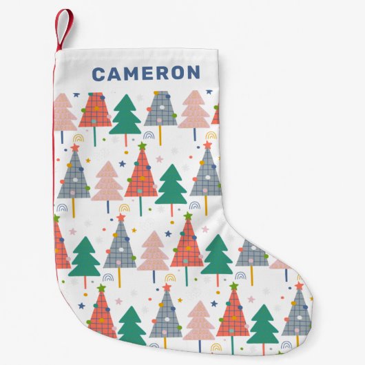 Cute Retro Kerstmis Pattern Personalized Kleine Kerstsok (Voorkant)