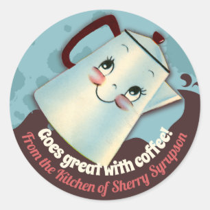 Cute retro koffiepot uit de keuken van de sticker