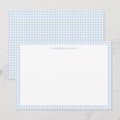 Cute Retro Light Blue Gingham Plaid Personalized Notitiekaartje (Voorkant / Achterkant)