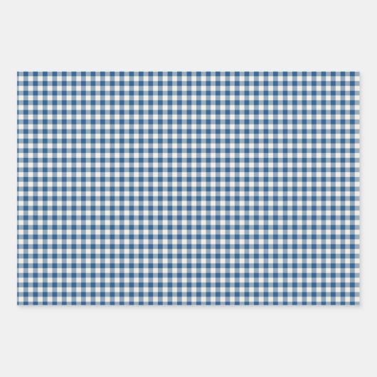 Cute Retro Navy Blue Gingham Pset Pattern Inpakpapier Vel (Voorkant 2)