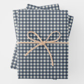 Cute Retro Navy Gingham Pset Pattern Inpakpapier Vel (In situ)