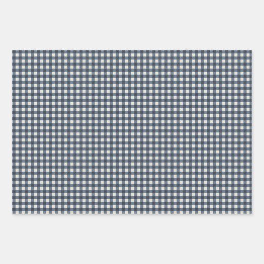 Cute Retro Navy Gingham Pset Pattern Inpakpapier Vel (Voorkant)