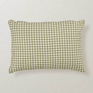 Cute Retro Olive Green Gingham Pset Pattern Accent Kussen