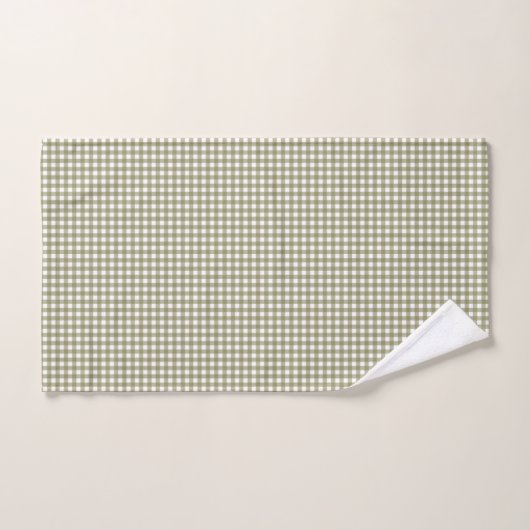 Cute Retro Olive Green Gingham Pset Pattern Bad Handdoek (Handdoek)