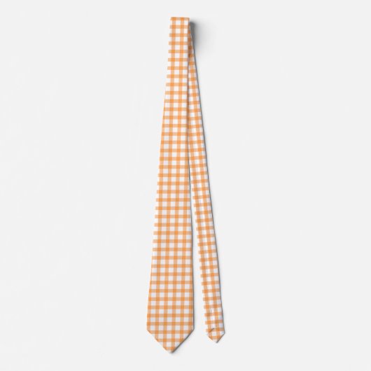 Cute Retro Orange Gingham Plaid pattern Stropdas (Voorkant)
