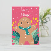 Cute Retro pain d'épices Cookie Joyeuse Carte de v (Debout devant)