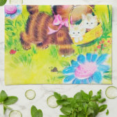 Cute retro  Pasen kattenfeest Theedoek (Gevouwen)