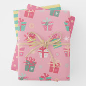 Cute Retro Pink Cadeaus Holiday Kerstmis Inpakpapier Vel (In situ)
