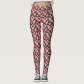 Cute Retro Pink Floral Pattern Leggings (Voorkant)