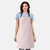 Cute Retro Pink Gingham Plaid pattern Schort (Gedragen)