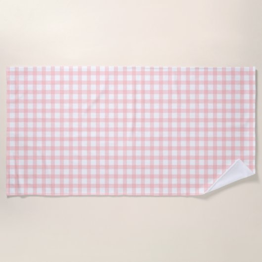 Cute Retro Pink Gingham Plaid pattern Strandlaken (Voorkant)