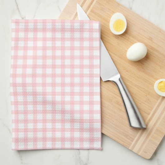 Cute Retro Pink Gingham Plaid pattern Theedoek (Quarter Fold)