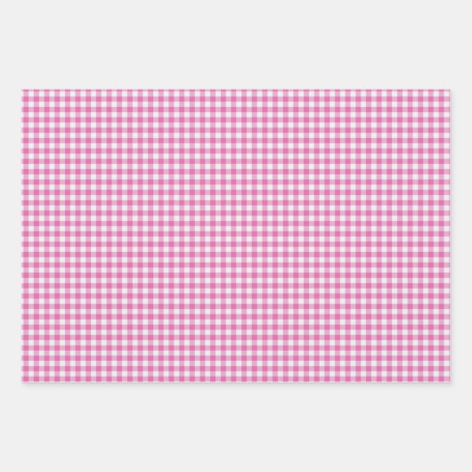 Cute Retro Pink Gingham Pset Pattern Inpakpapier Vel (Voorkant 3)