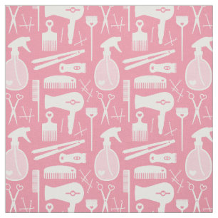 Cute Retro Pink & White Hair Salon Tools Stof