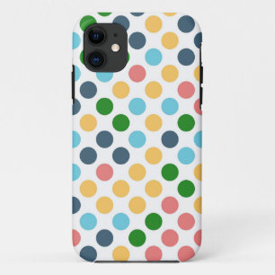 Cute Retro Polka Dots Geel roze groene Aqua iPhone 11 Hoesje