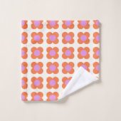 Cute Retro Pop Flower Motif rose et orange (Gant de toilette)