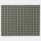 Cute Retro Pop Flower Pattern | Kerstgroen Fleece Deken (Voorkant (Horizontaal))
