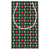 Cute Retro Pop Flower Pattern | Kerstgroen Klein Cadeauzakje (Achterkant)