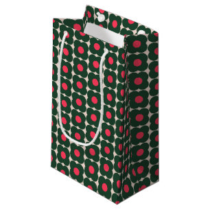 Cute Retro Pop Flower Pattern   Kerstgroen Klein Cadeauzakje