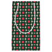 Cute Retro Pop Flower Pattern | Kerstgroen Klein Cadeauzakje (Voorkant)