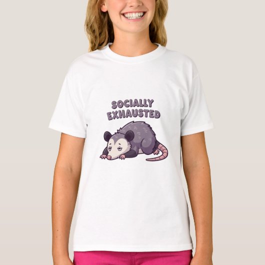 Cute Retro Possum Quiet Girls T-Shirt (Devant)