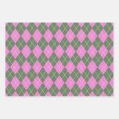 Cute Retro Preppy roze en Green Argyle Pattern Inpakpapier Vel (Voorkant 3)