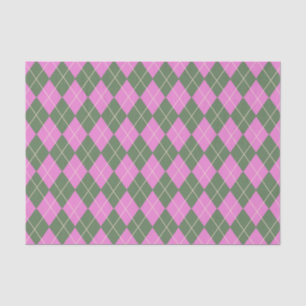 Cute Retro Preppy roze en Green Argyle Pattern Tissuepapier