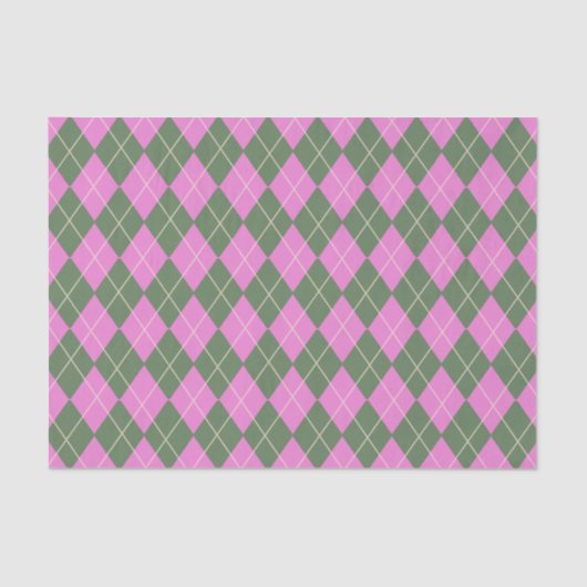 Cute Retro Preppy roze en Green Argyle Pattern Tissuepapier (Voorkant)