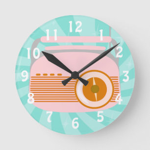 Cute Retro Radio Ronde Klok