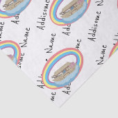 Cute retro Rainbow Noah's Ark op White Tissuepapier (Detail)