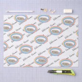 Cute retro Rainbow Noah's Ark op White Tissuepapier (Craft)