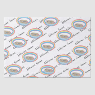 Cute retro Rainbow Noah's Ark op White Tissuepapier