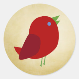 Cute Retro Red Bird Ronde Sticker