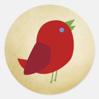 Cute Retro Red Bird Ronde Sticker
