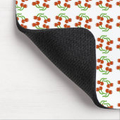 Cute Retro Red Cherries op White Classic Pattern Muismat (Hoek)