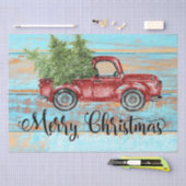 Cute Retro Red Truck Land Kerstmis Tissuepapier (Craft)