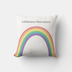 Cute Retro Regenboog Leuk Voeg je naam toe Kussen
