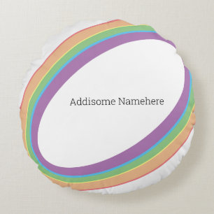 Cute Retro Regenboog Leuk Voeg je naam toe Rond Kussen