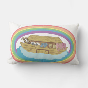 Cute retro Regenboog Noachs Ark op witte lendenkus Kussen